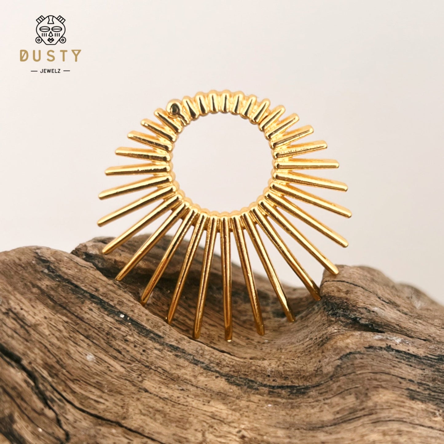 Sun Ray Circle Ear Weights | Fan Spike Hinged Hoop Hangers - DustyJewelz