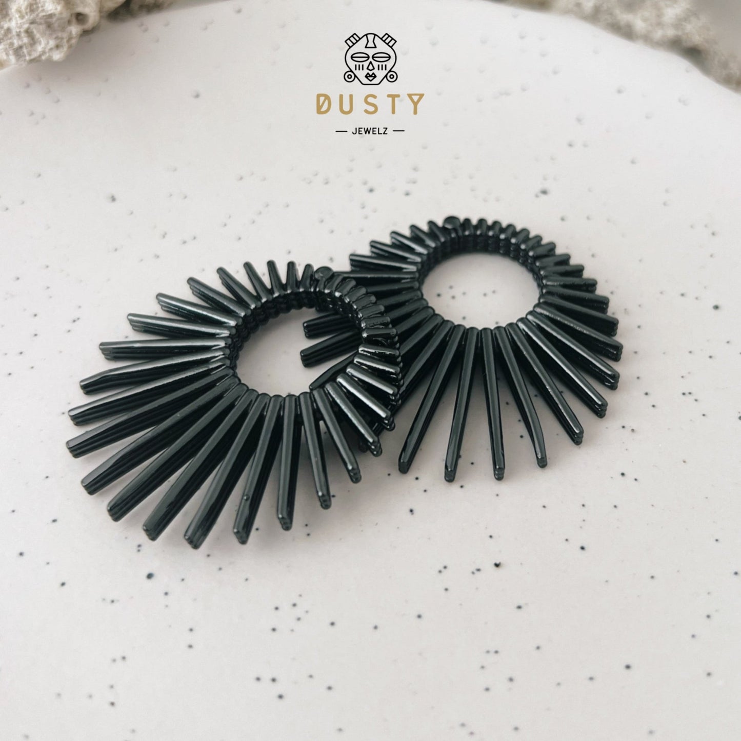 Sun Ray Circle Ear Weights | Fan Spike Hinged Hoop Hangers - DustyJewelz