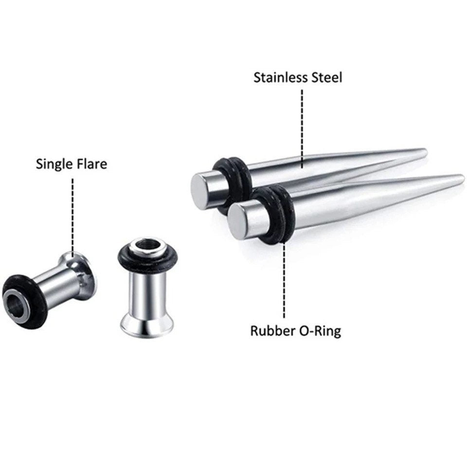Surgical Steel Taper & Single Flare Tunnel Kit | 36 Pieces - DustyJewelz