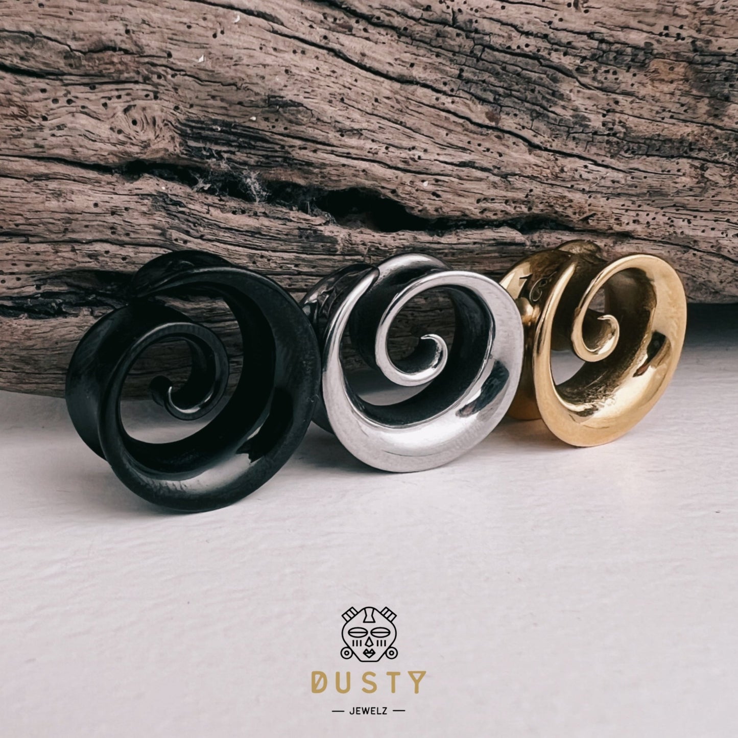Swirl Ear Saddle Spreader | Spiral Steel Tunnels - DustyJewelz