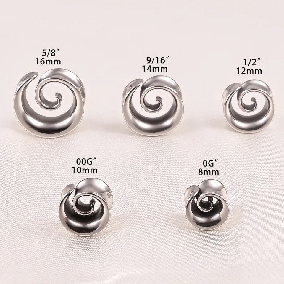 Swirl Ear Saddle Spreader | Spiral Steel Tunnels - DustyJewelz