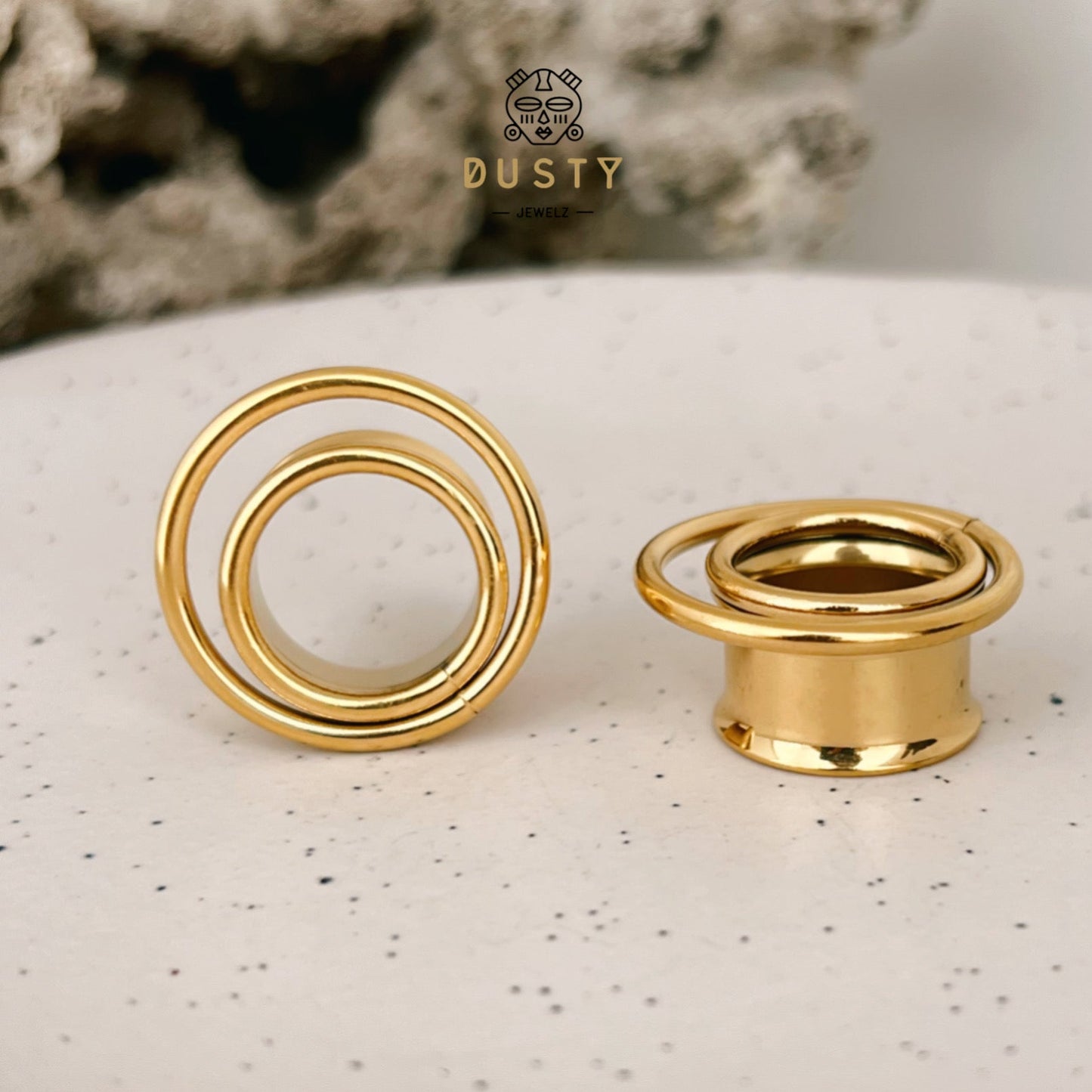 Swirl Ear Tunnels | Double Layered Ring Steel Plugs - DustyJewelz