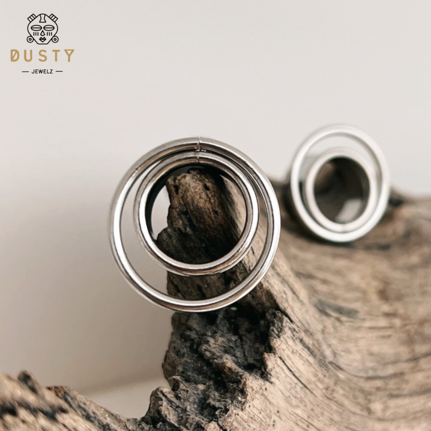 Swirl Ear Tunnels | Double Layered Ring Steel Plugs - DustyJewelz