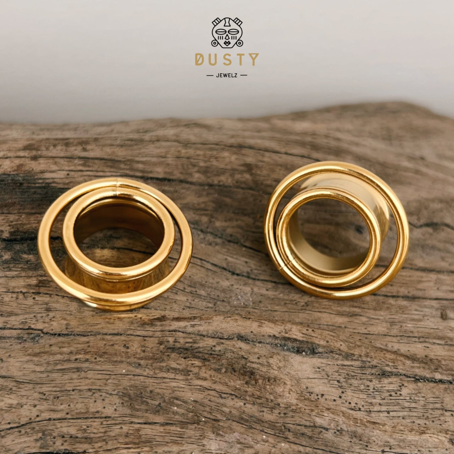 Swirl Ear Tunnels | Double Layered Ring Steel Plugs - DustyJewelz