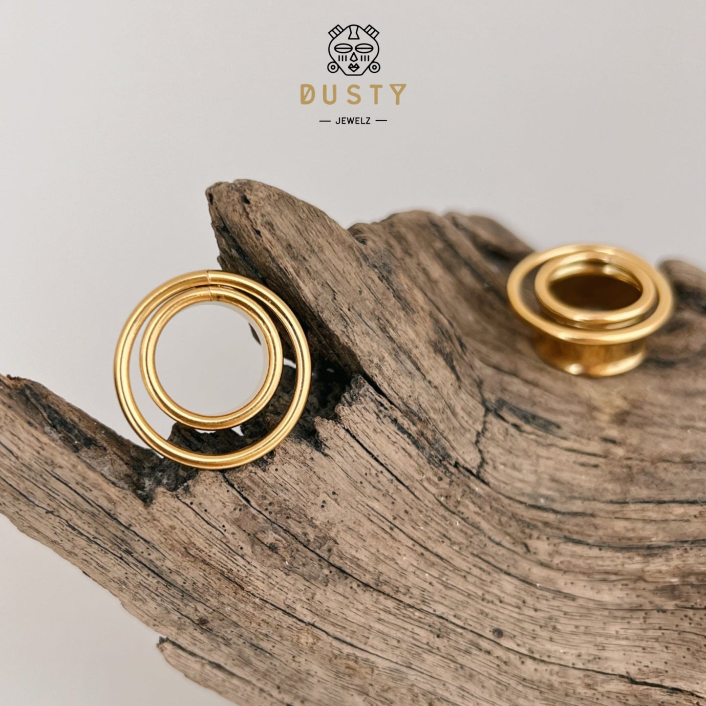 Swirl Ear Tunnels | Double Layered Ring Steel Plugs - DustyJewelz