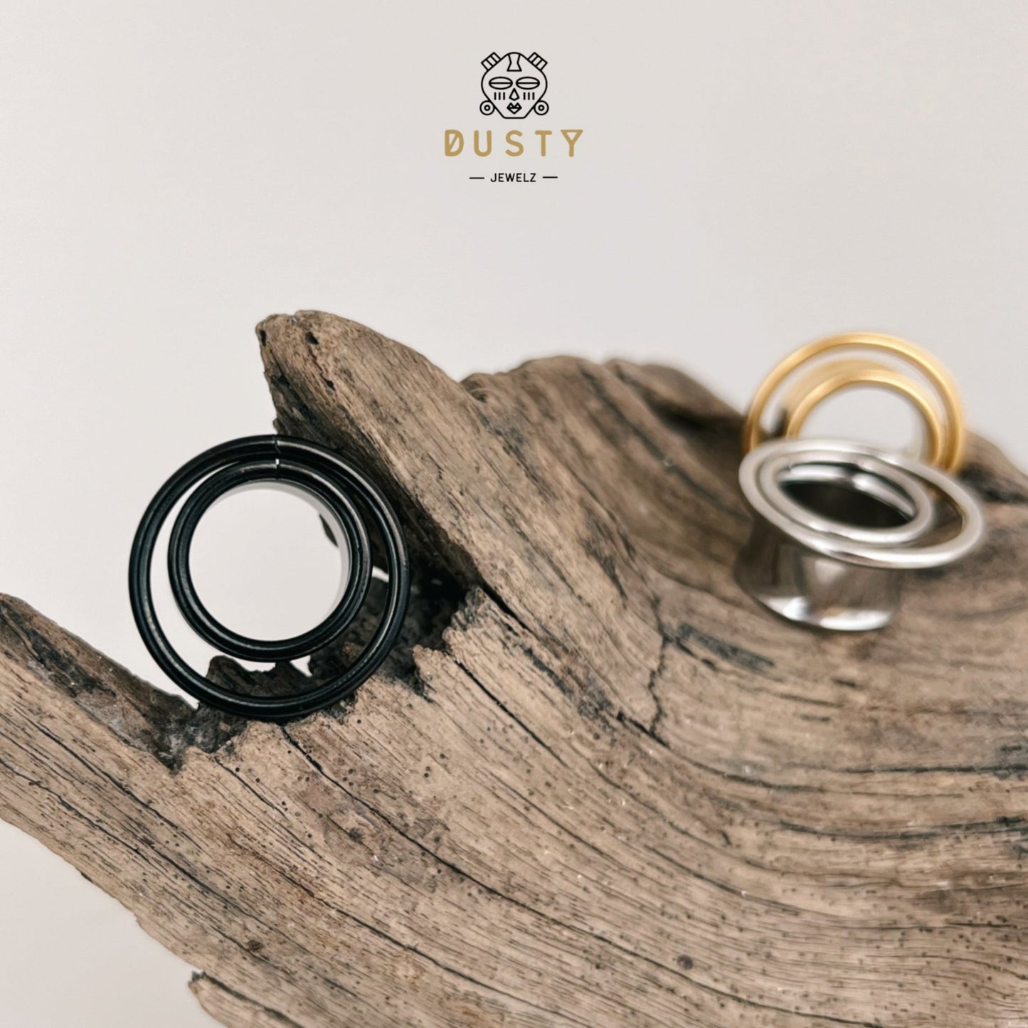 Swirl Ear Tunnels | Double Layered Ring Steel Plugs - DustyJewelz