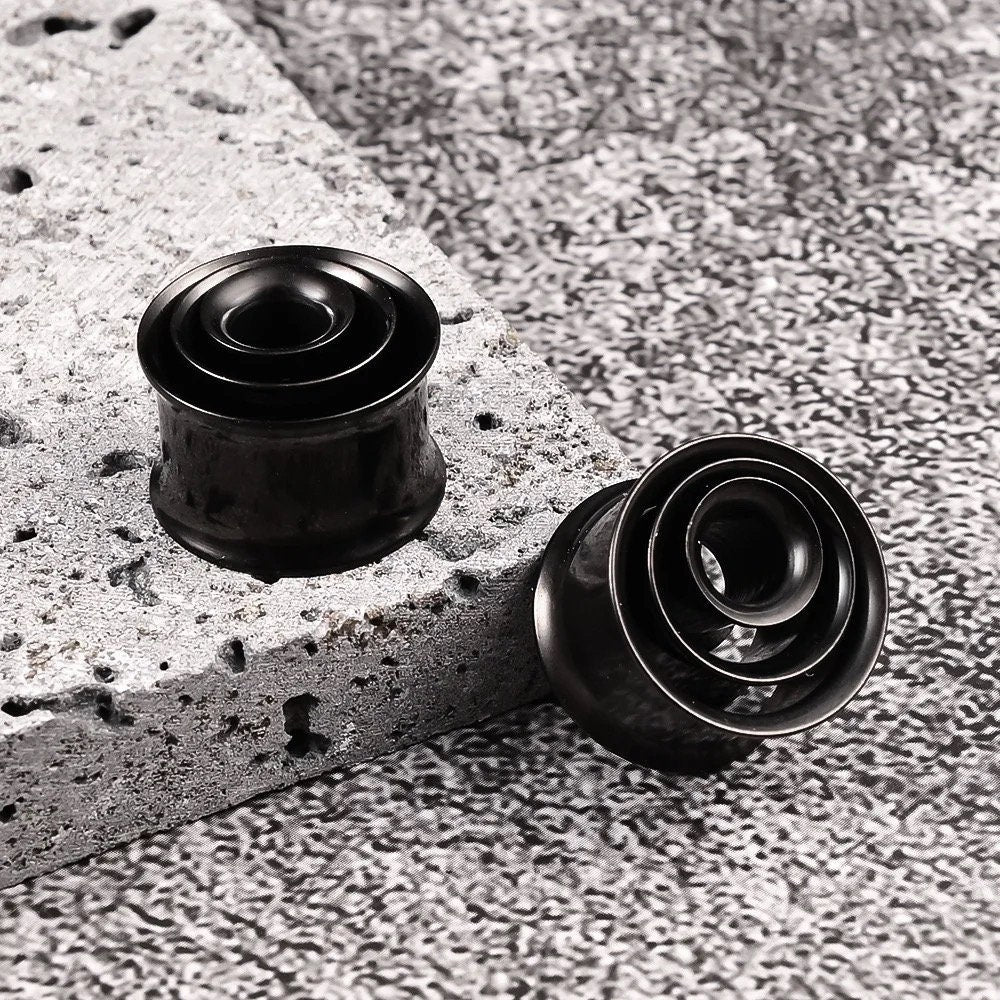 Swirl Ear Tunnels | Spiral Multi Layered Steel Plugs - DustyJewelz