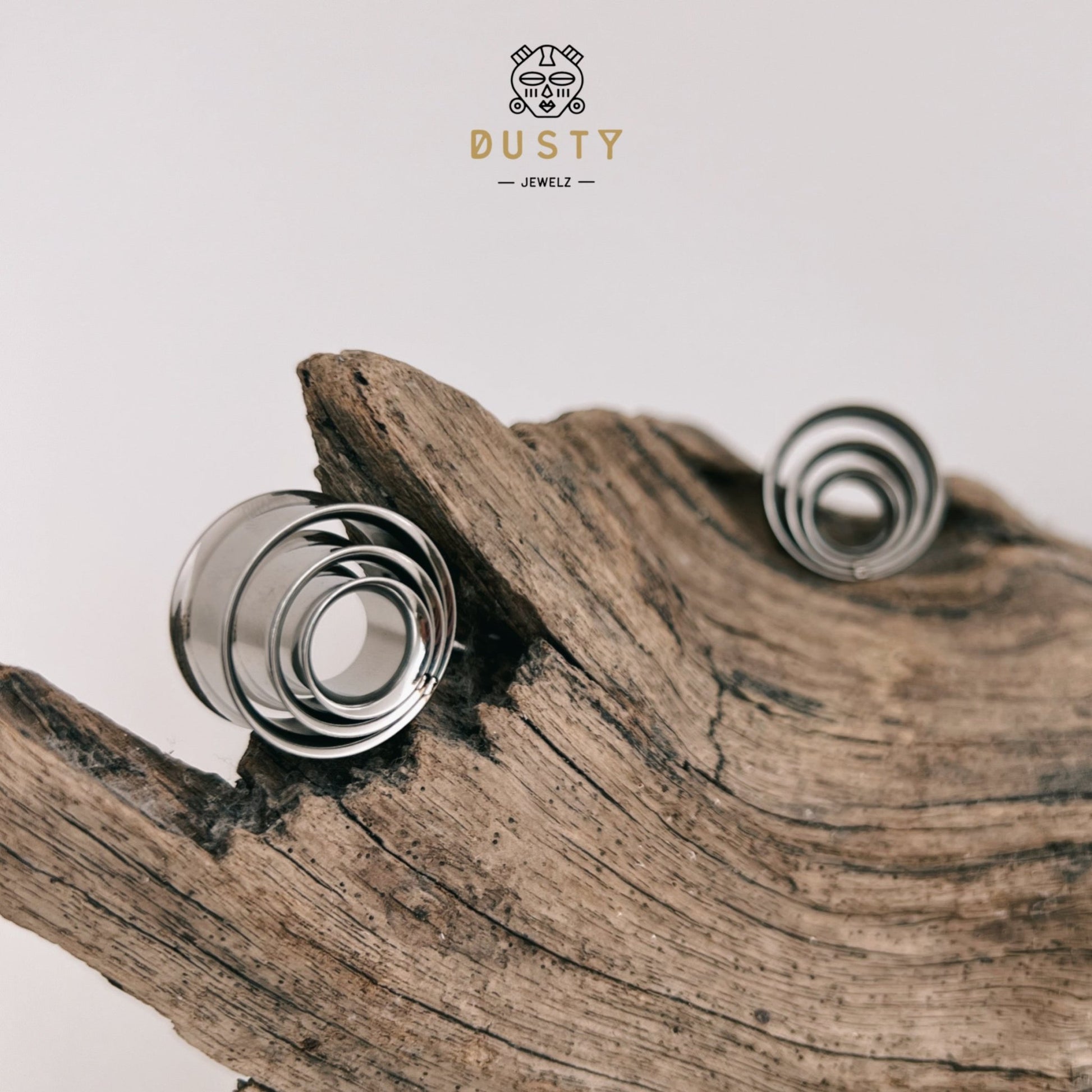 Swirl Ear Tunnels | Spiral Multi Layered Steel Plugs - DustyJewelz