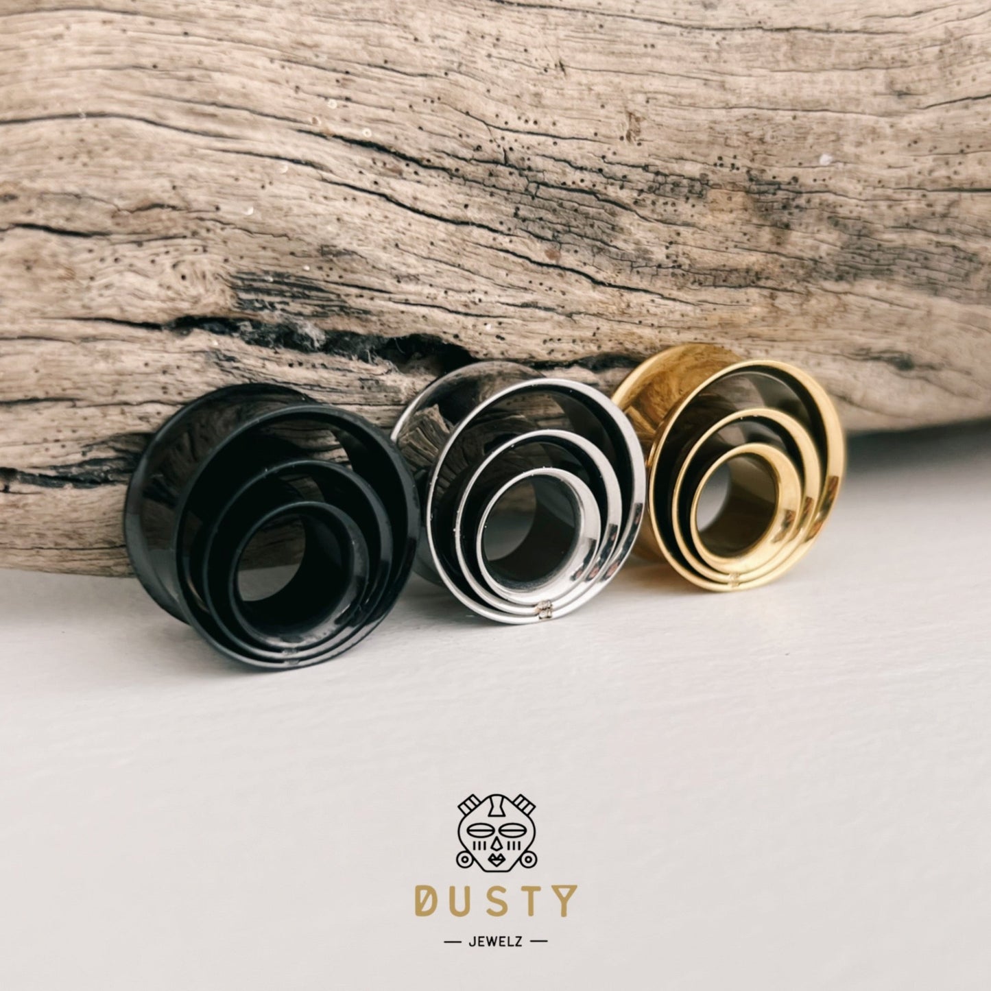 Swirl Ear Tunnels | Spiral Multi Layered Steel Plugs - DustyJewelz