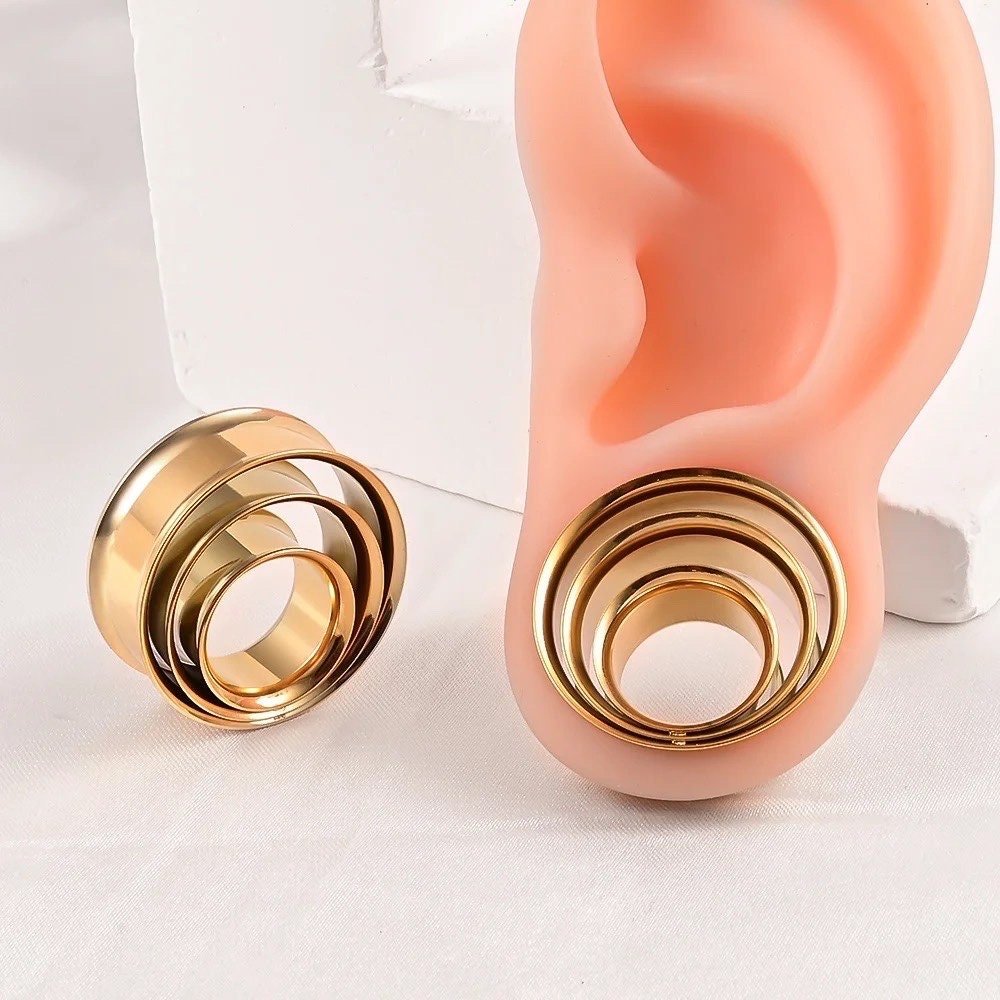 Swirl Ear Tunnels | Spiral Multi Layered Steel Plugs - DustyJewelz