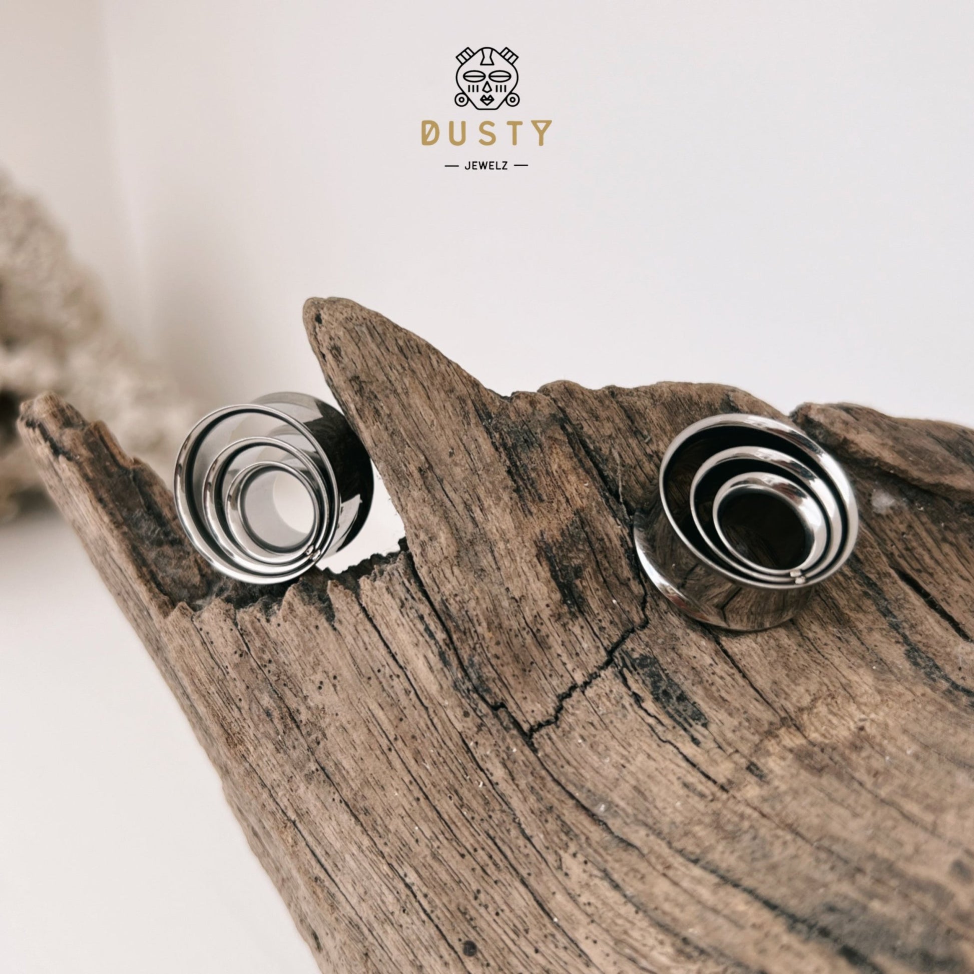 Swirl Ear Tunnels | Spiral Multi Layered Steel Plugs - DustyJewelz