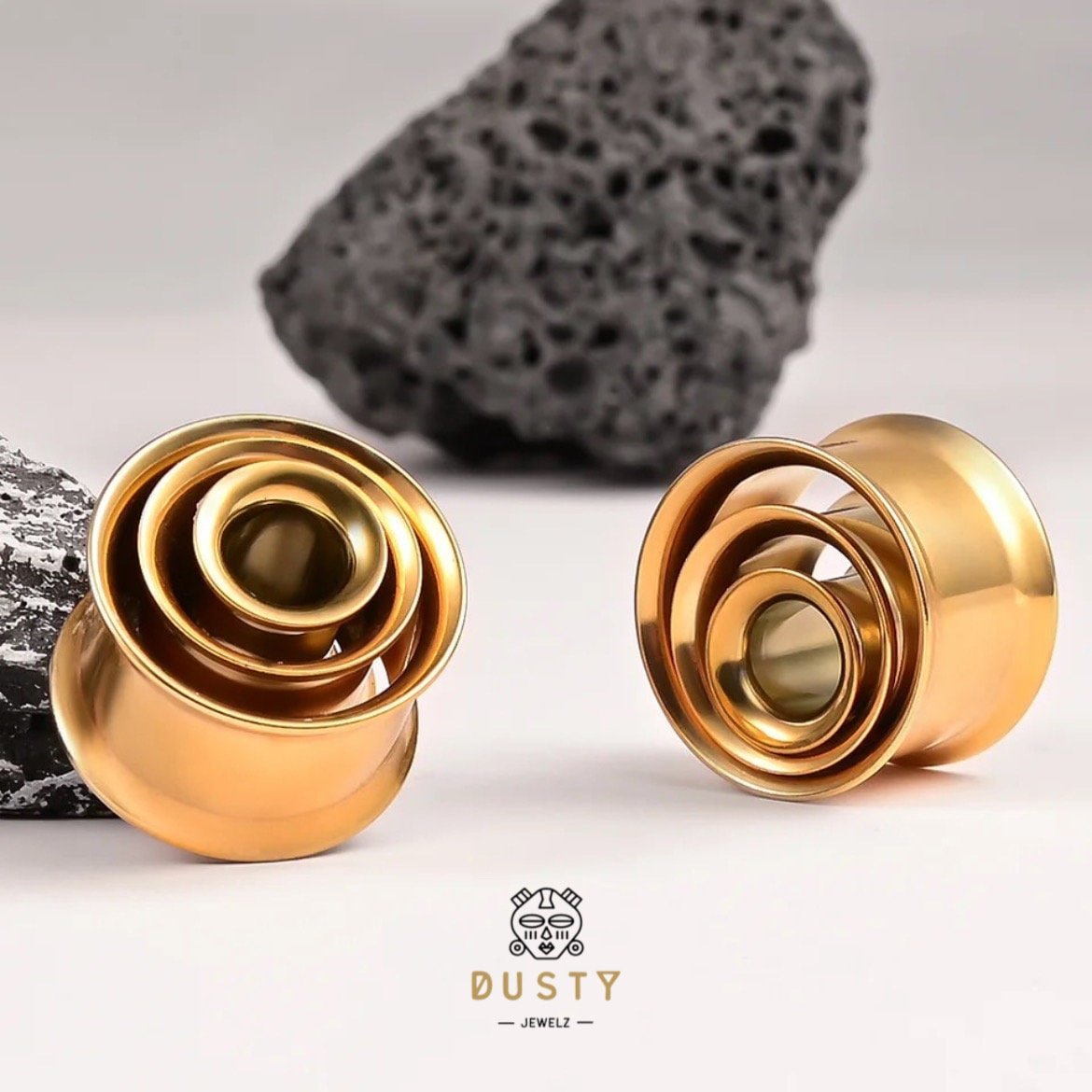 Swirl Ear Tunnels | Spiral Multi Layered Steel Plugs - DustyJewelz