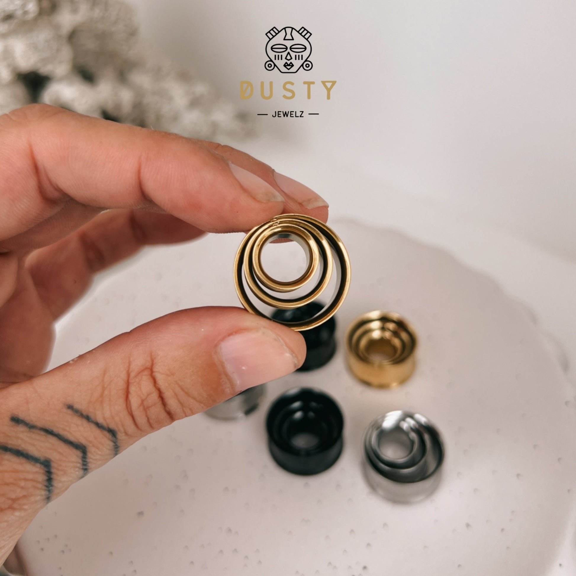 Swirl Ear Tunnels | Spiral Multi Layered Steel Plugs - DustyJewelz