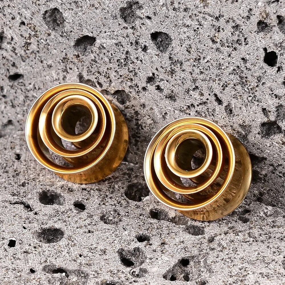 Swirl Ear Tunnels | Spiral Multi Layered Steel Plugs - DustyJewelz
