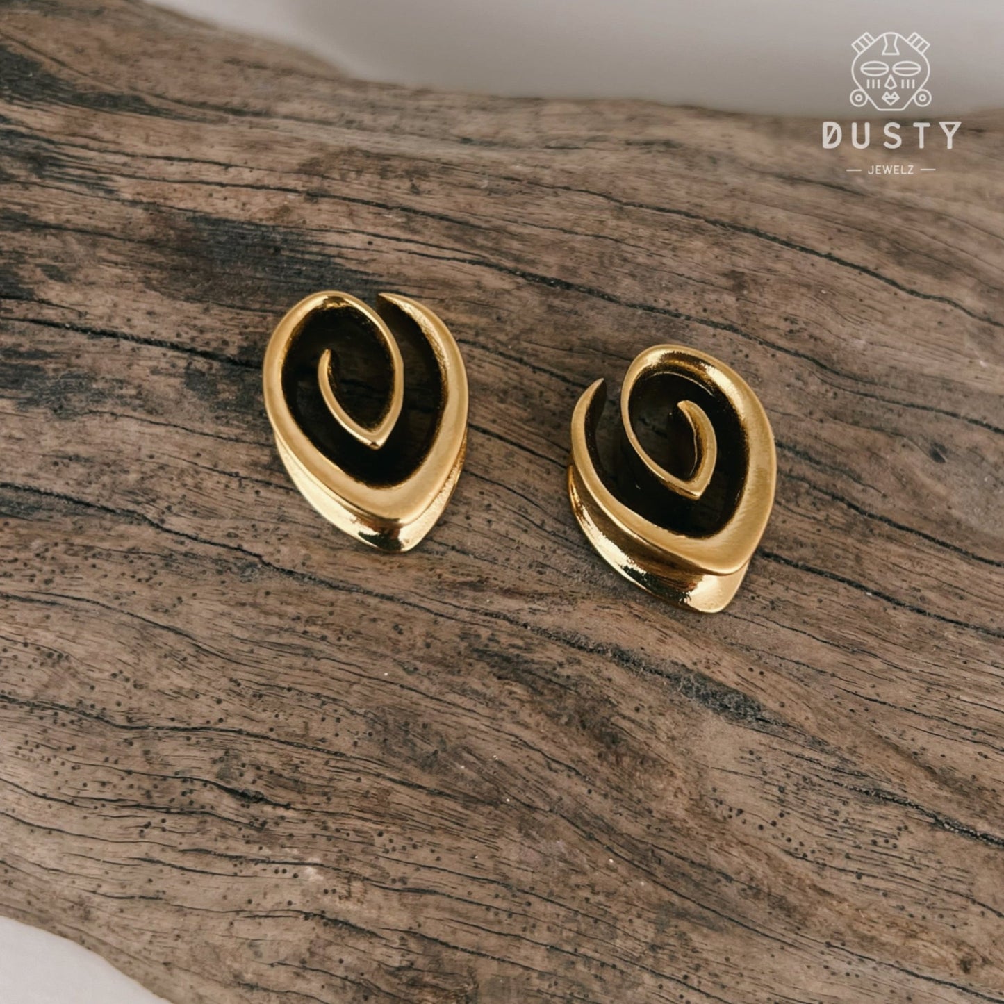 Swirl Teardrop Ear Saddle Spreader | Spiral Steel Tunnels - DustyJewelz