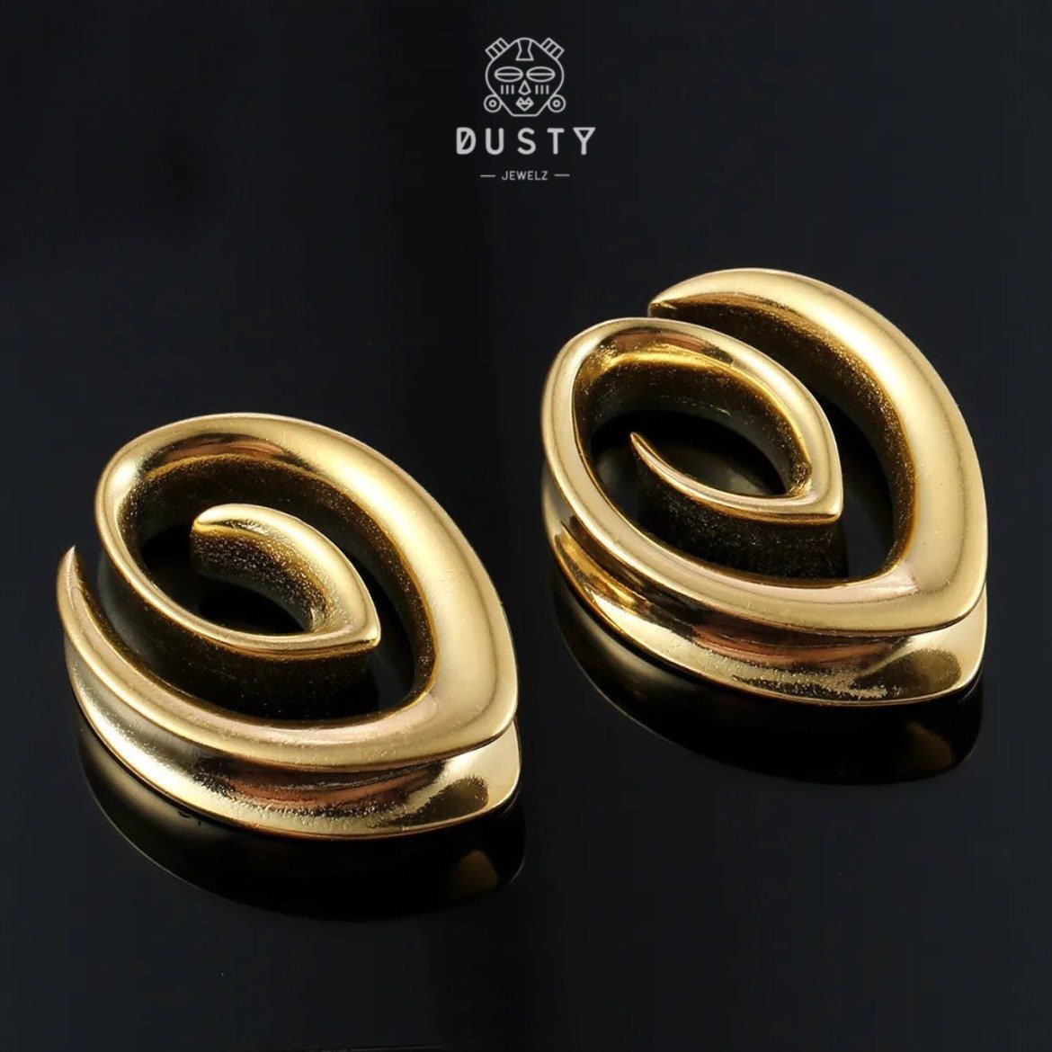 Swirl Teardrop Ear Saddle Spreader | Spiral Steel Tunnels - DustyJewelz