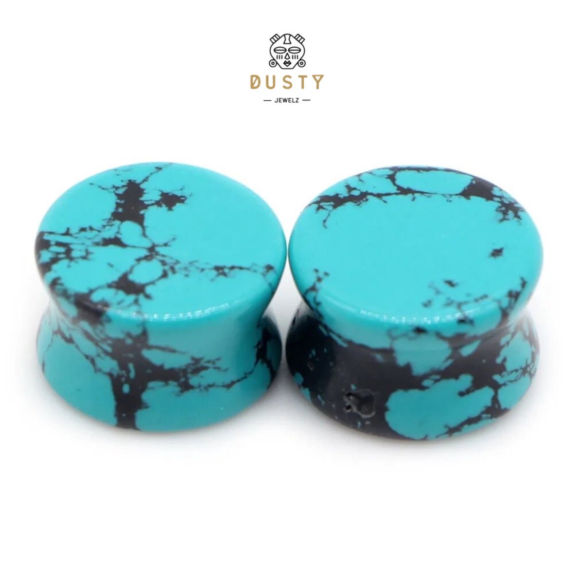 Teal & Black Stone Plugs | Double Flare - DustyJewelz