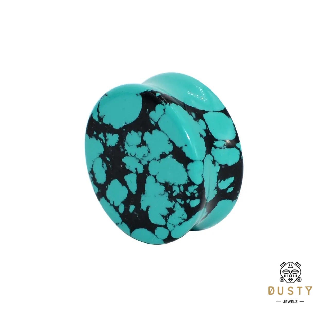 Teal & Black Stone Plugs | Double Flare - DustyJewelz