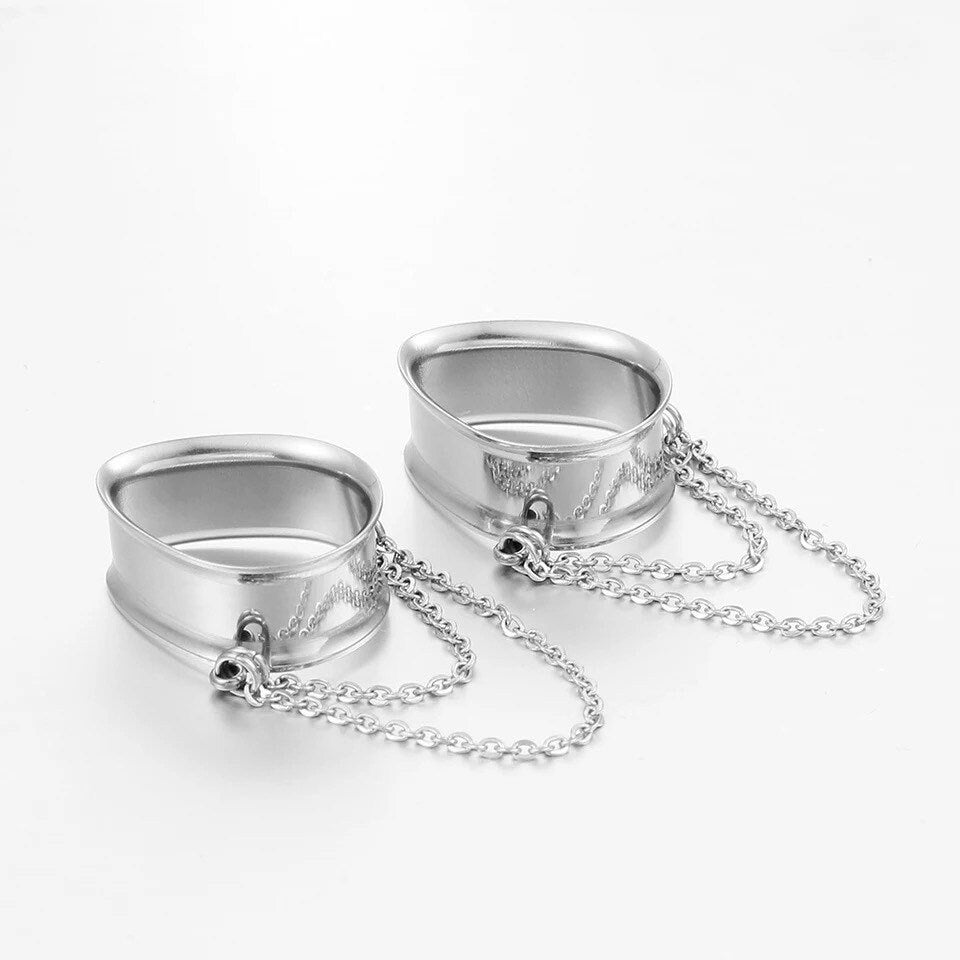 Teardrop Double Chain Tunnels | Dangle Plugs - DustyJewelz