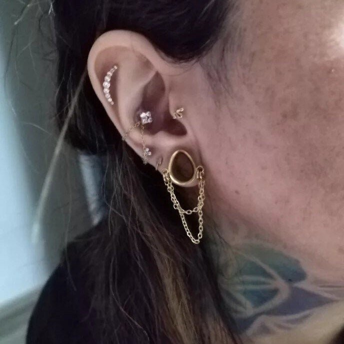 Teardrop Double Chain Tunnels | Dangle Plugs - DustyJewelz