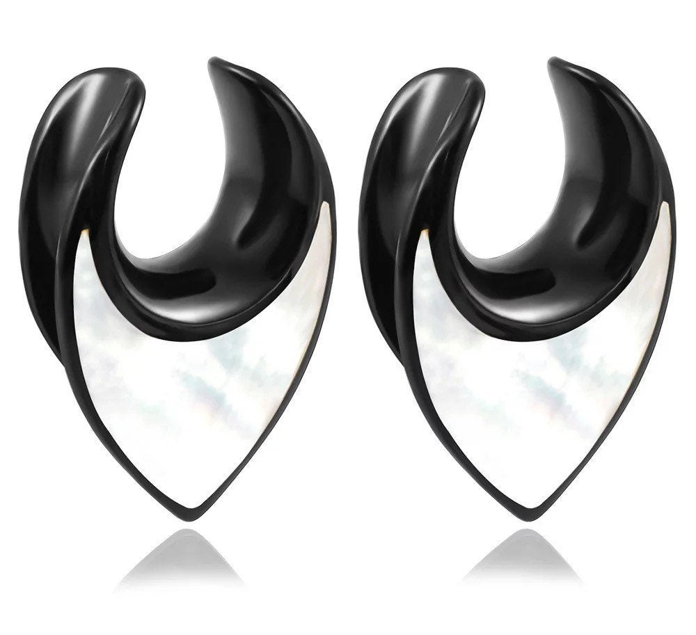 Teardrop Shell Inlay Saddle Plugs | Lobe Spreaders - DustyJewelz