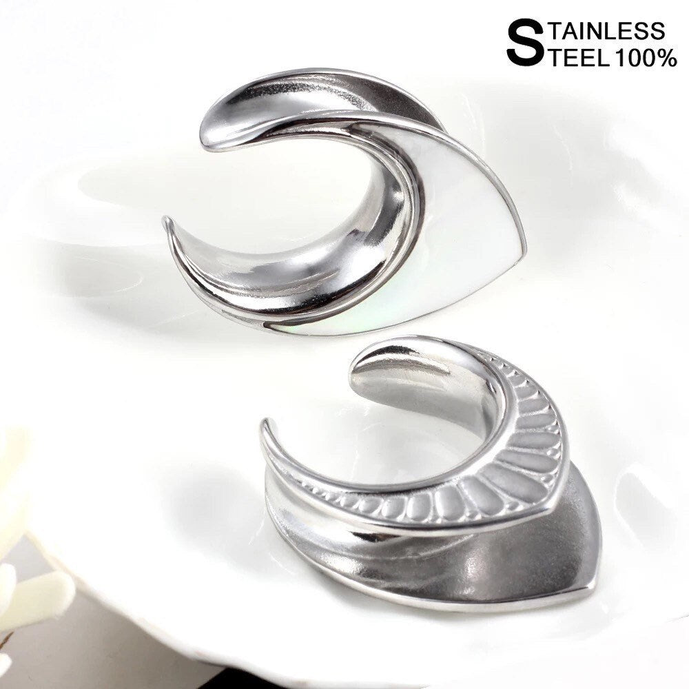 Teardrop Shell Inlay Saddle Plugs | Lobe Spreaders - DustyJewelz