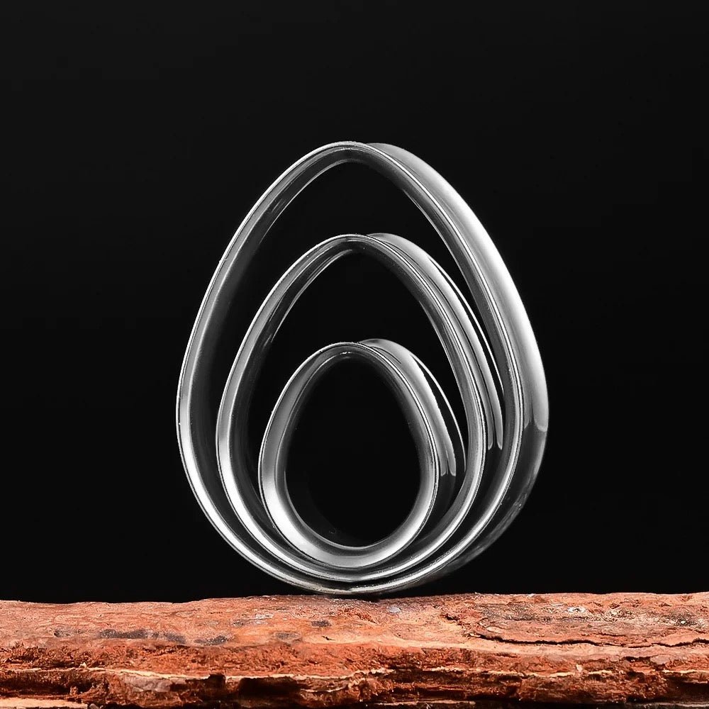 Teardrop Swirl Ear Tunnels | Spiral Multi Layered Steel Plugs - DustyJewelz