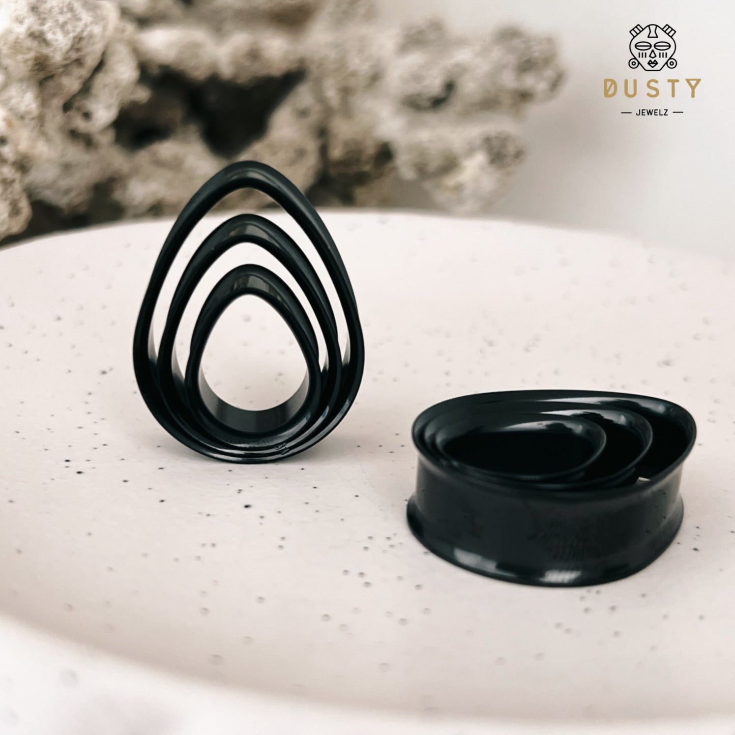 Teardrop Swirl Ear Tunnels | Spiral Multi Layered Steel Plugs - DustyJewelz