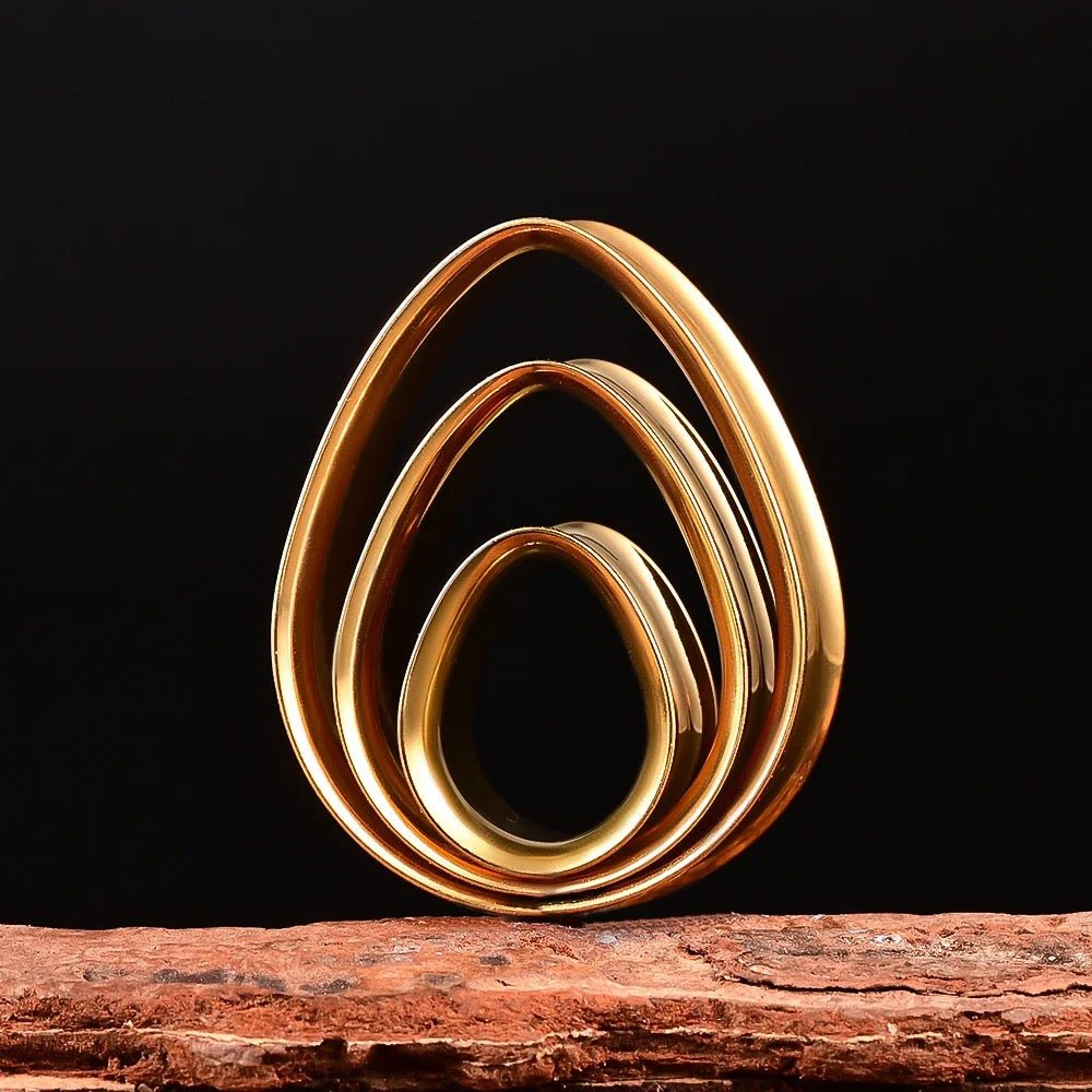 Teardrop Swirl Ear Tunnels | Spiral Multi Layered Steel Plugs - DustyJewelz