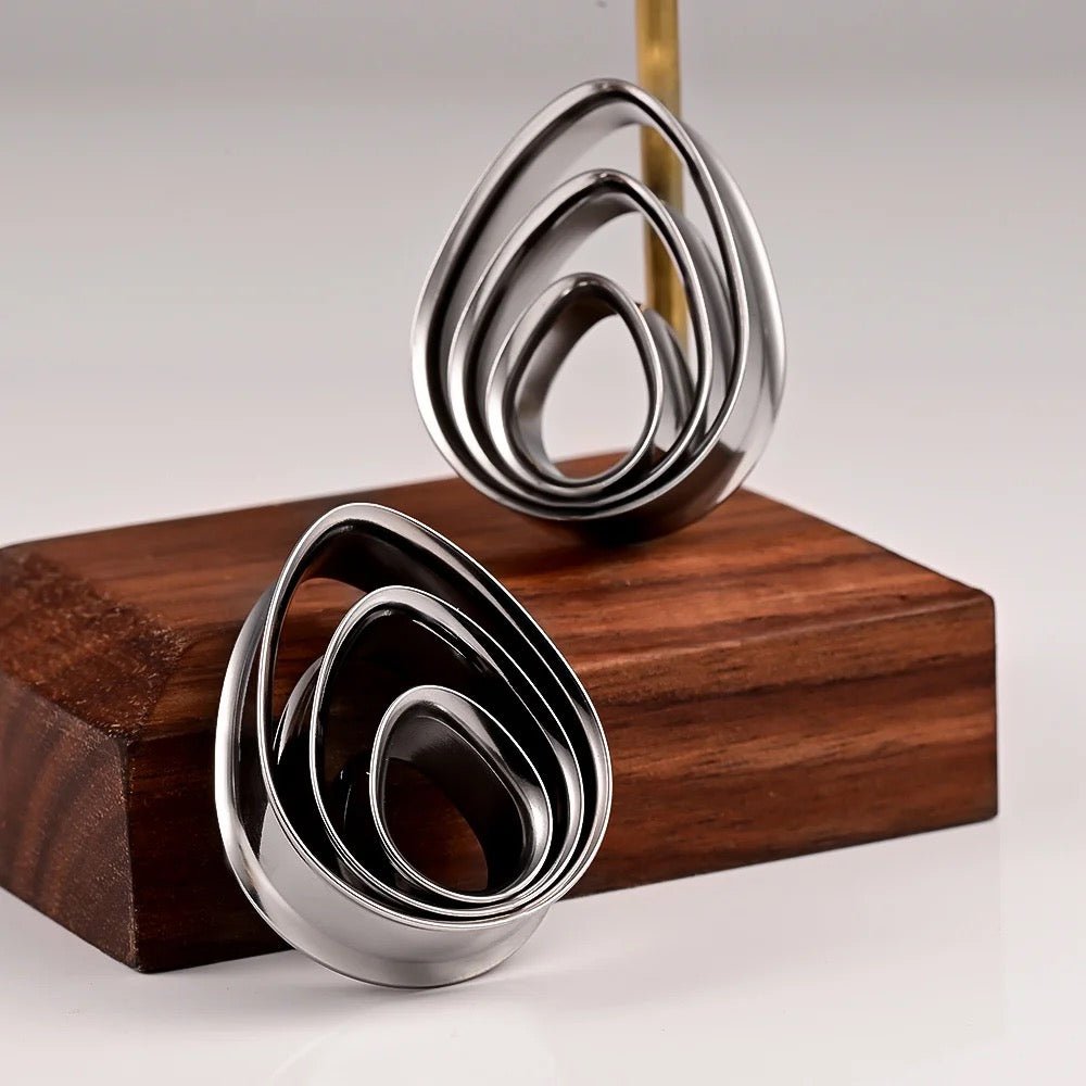 Teardrop Swirl Ear Tunnels | Spiral Multi Layered Steel Plugs - DustyJewelz