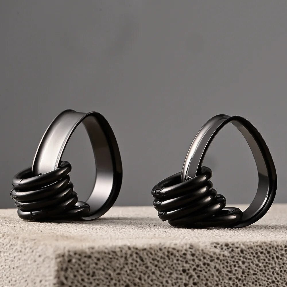 Teardrop Tunnels And Ring Stack Set | Steel Eyelets With Dangle Rings - DustyJewelz