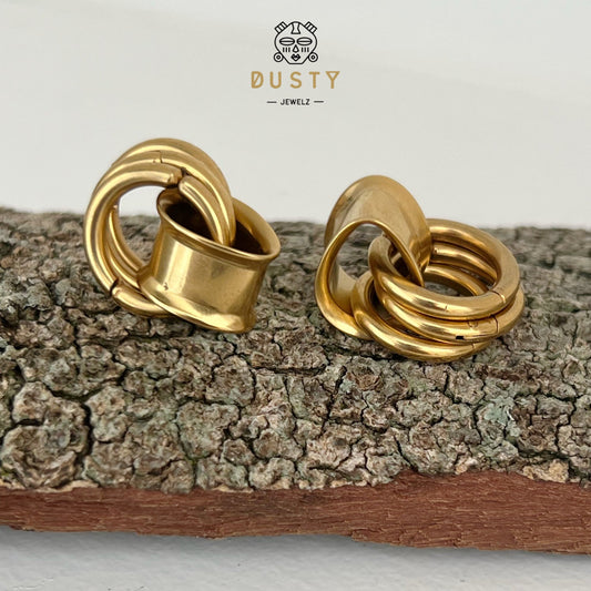 Teardrop Tunnels And Ring Stack Set | Steel Eyelets With Dangle Rings - DustyJewelz