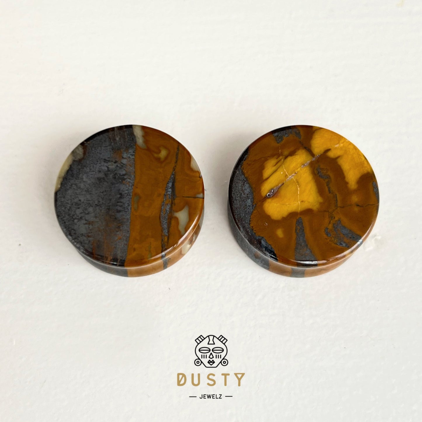 Tiger Eye Stone Plugs | Double Flare - DustyJewelz