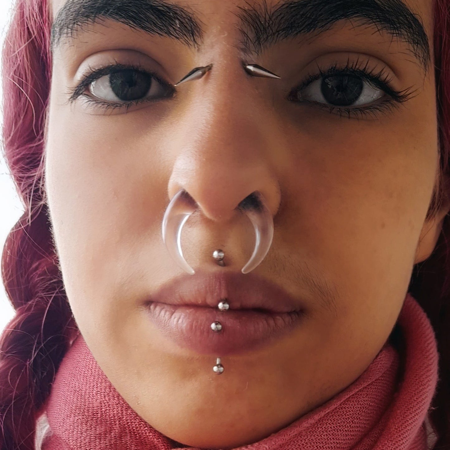 Transparent Buffalo Horn Septum Pincher | Acrylic Crescent Tapers - DustyJewelz