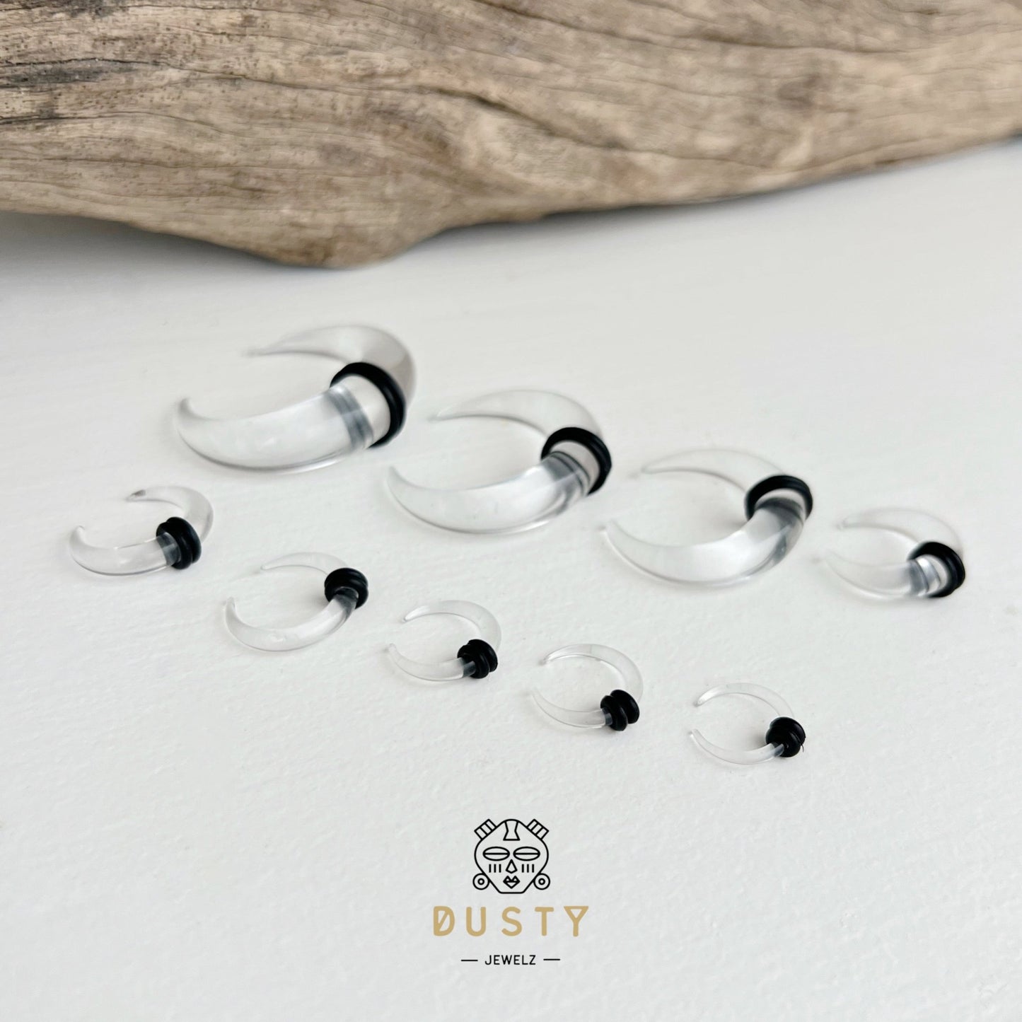 Transparent Buffalo Horn Septum Pincher | Acrylic Crescent Tapers - DustyJewelz