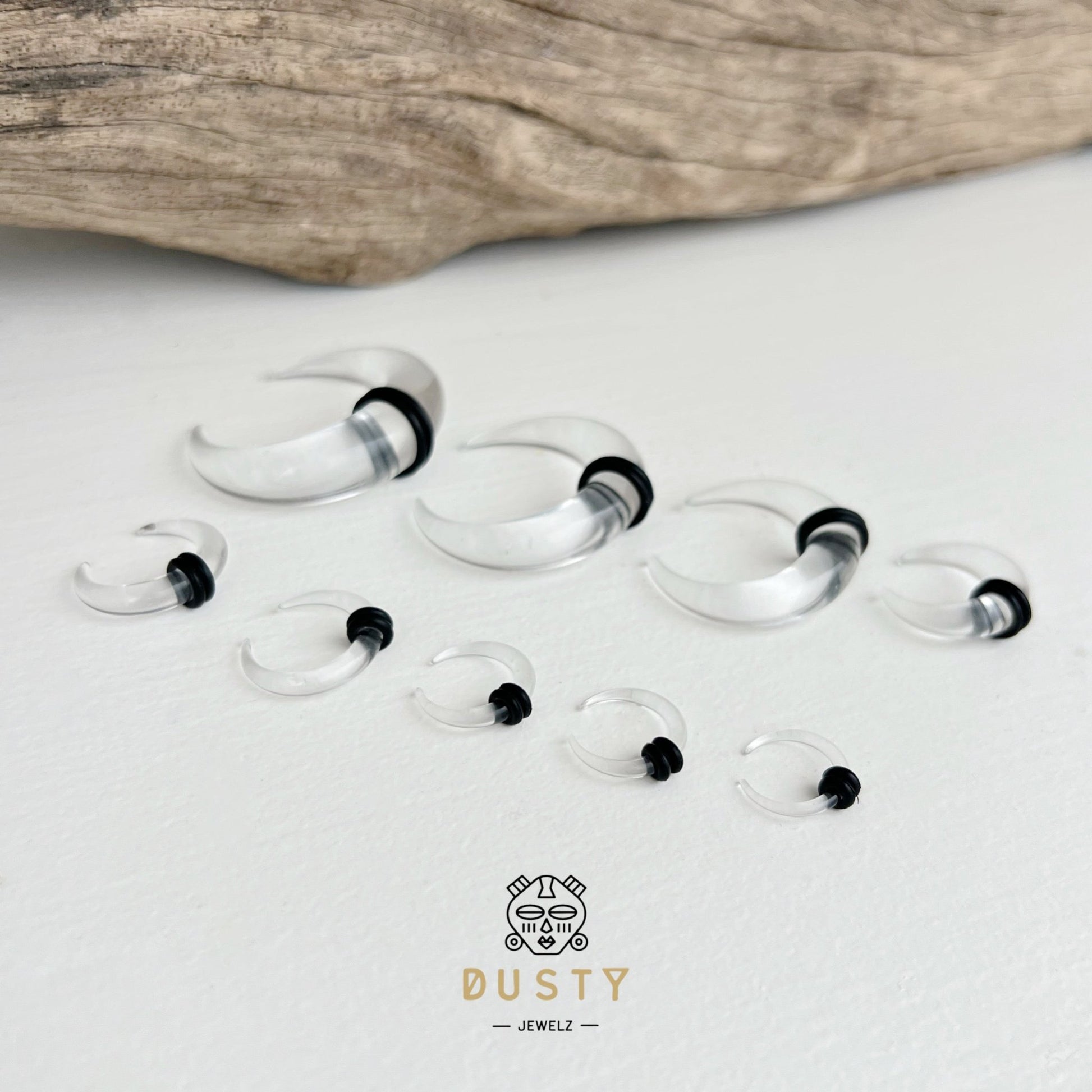 Transparent Buffalo Horn Septum Pincher | Acrylic Crescent Tapers - DustyJewelz