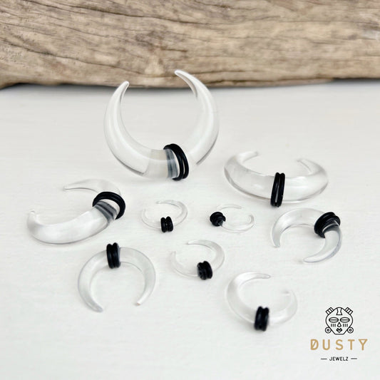 Transparent Buffalo Horn Septum Pincher | Acrylic Crescent Tapers - DustyJewelz