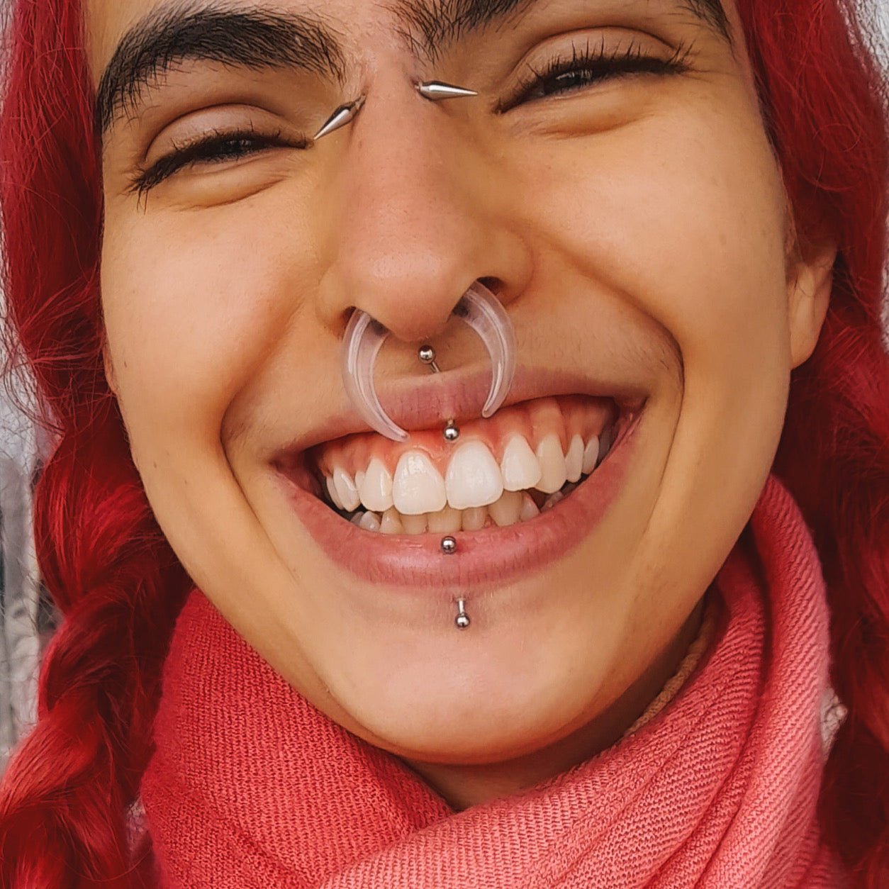 Transparent Buffalo Horn Septum Pincher | Acrylic Crescent Tapers - DustyJewelz