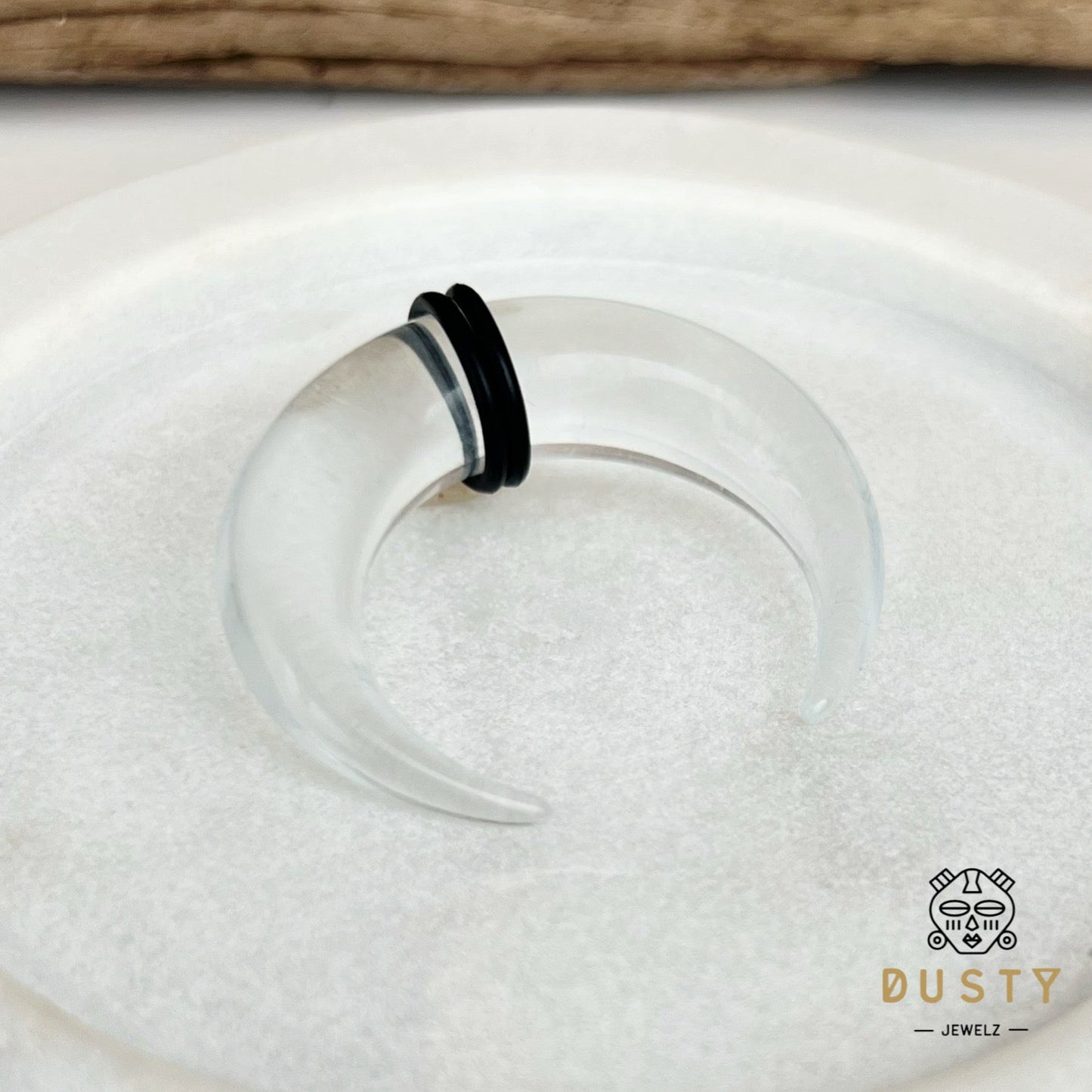 Transparent Buffalo Horn Septum Pincher | Acrylic Crescent Tapers - DustyJewelz