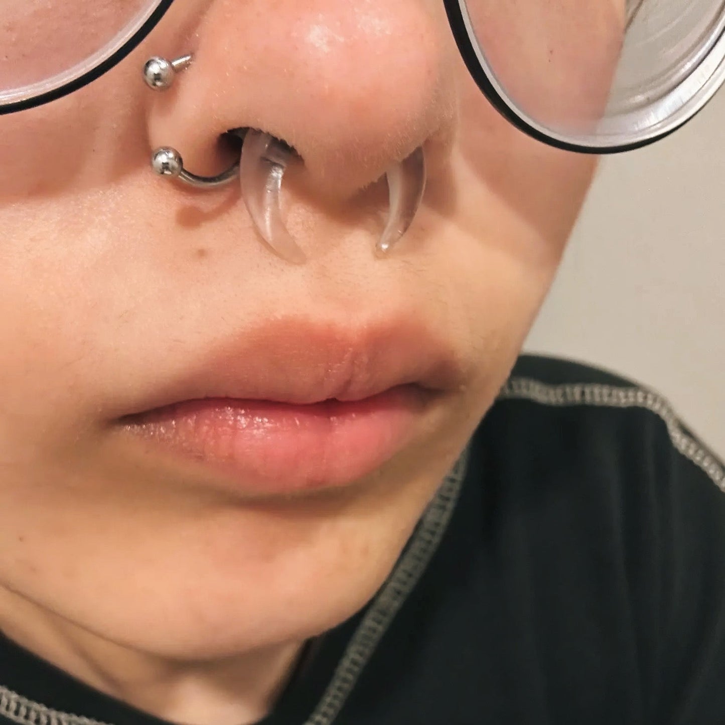 Transparent Buffalo Horn Septum Pincher | Acrylic Crescent Tapers - DustyJewelz