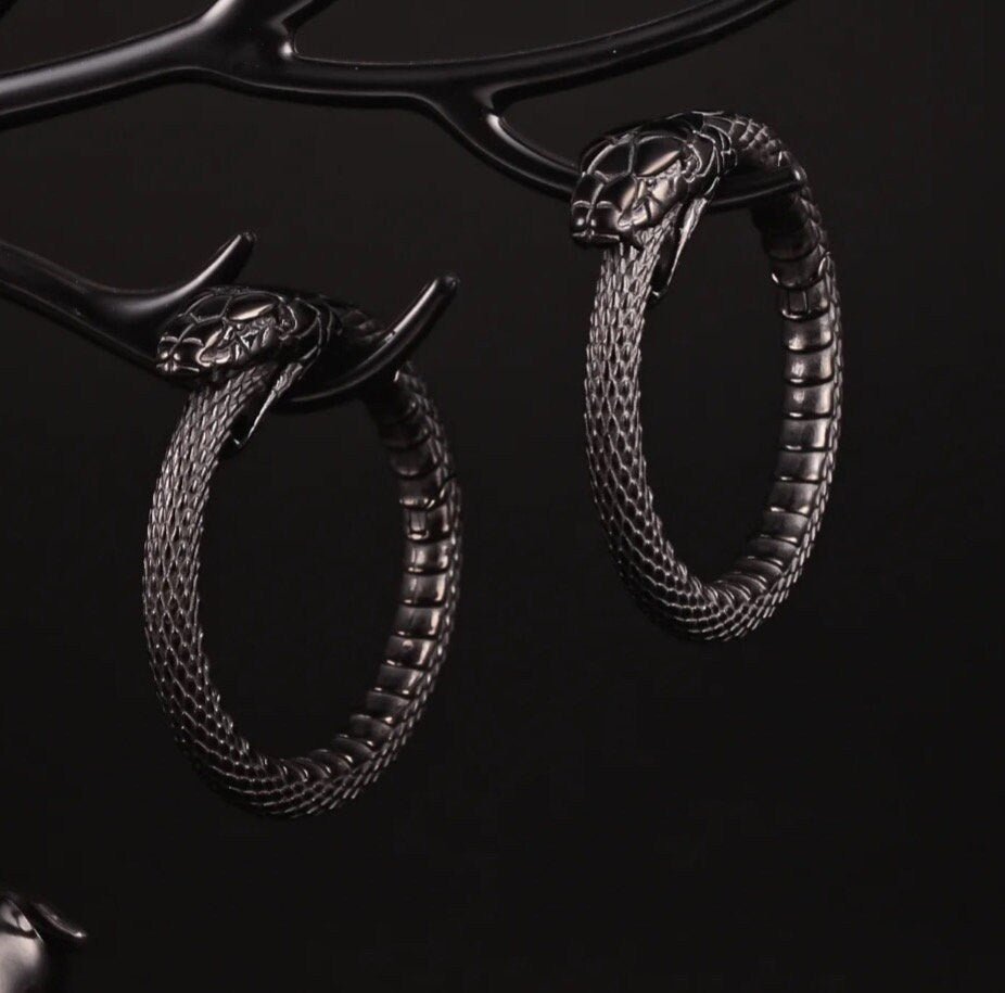 Uroboros Snake Hoop Ear Weights | Lobe Hoops - DustyJewelz