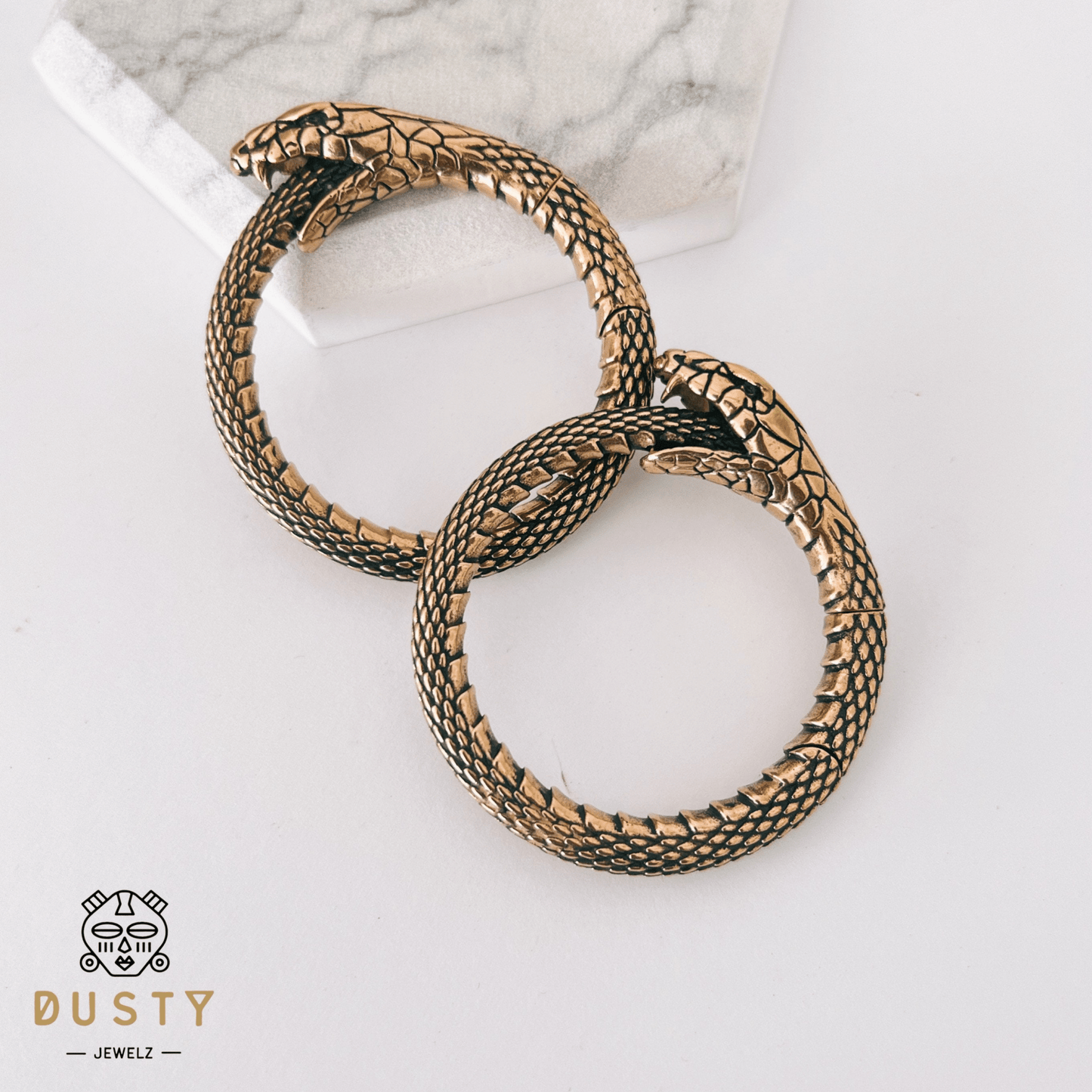Uroboros Snake Hoop Ear Weights | Lobe Hoops - DustyJewelz