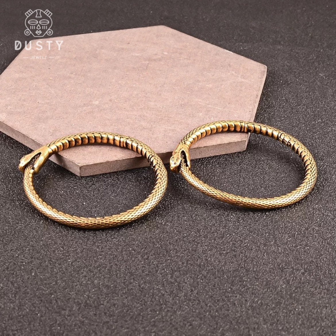 Uroboros Snake Hoop Ear Weights | Lobe Hoops - DustyJewelz