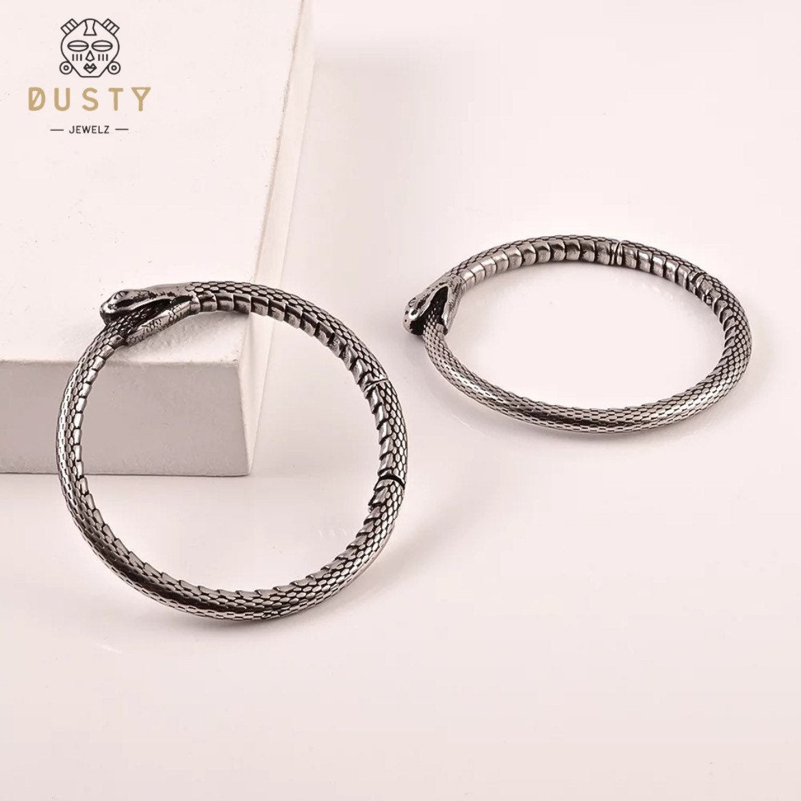 Uroboros Snake Hoop Ear Weights | Lobe Hoops - DustyJewelz