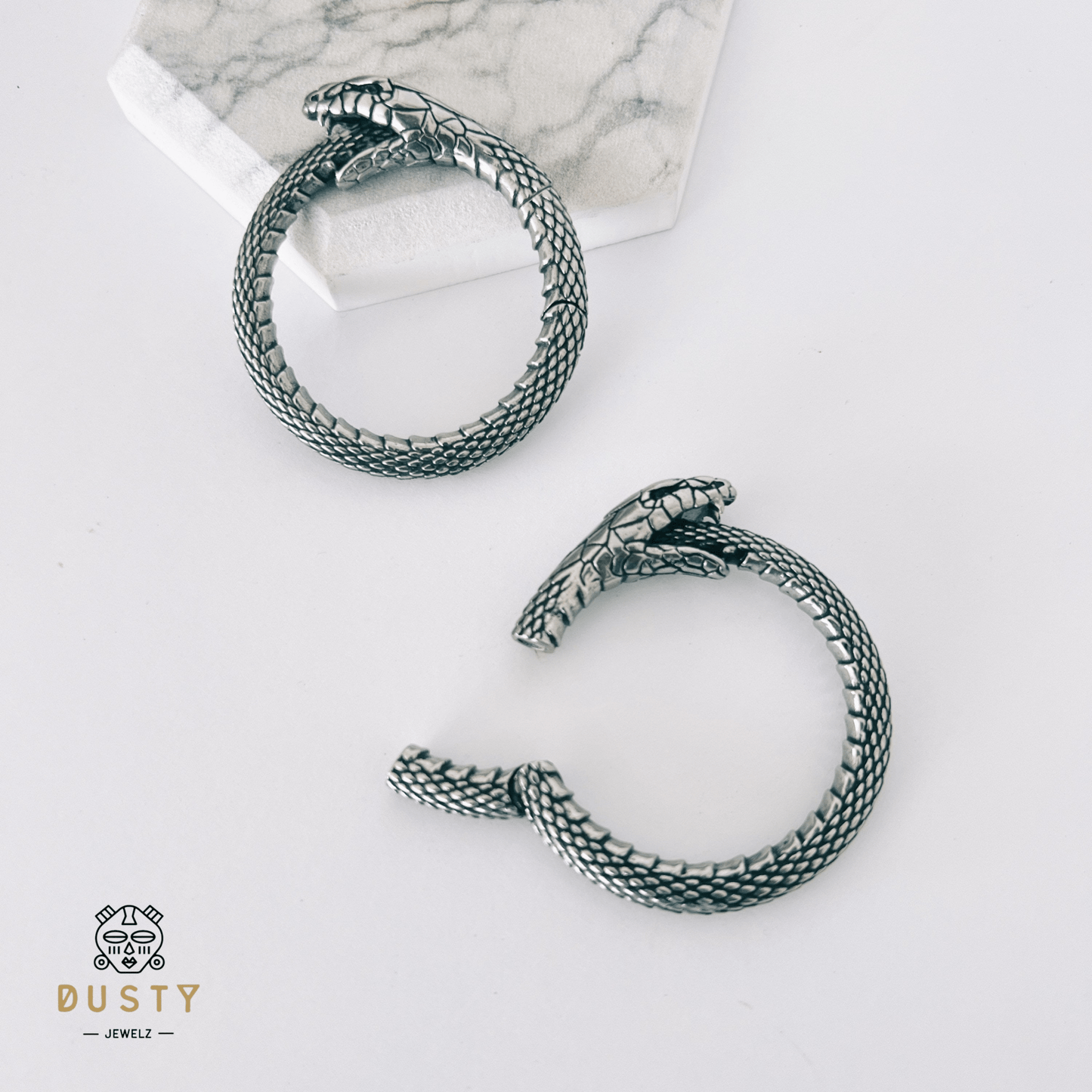 Uroboros Snake Hoop Ear Weights | Lobe Hoops - DustyJewelz