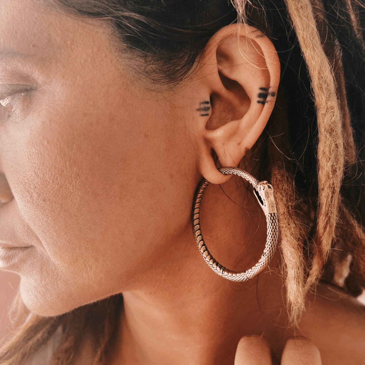 Uroboros Snake Hoop Ear Weights | Lobe Hoops - DustyJewelz