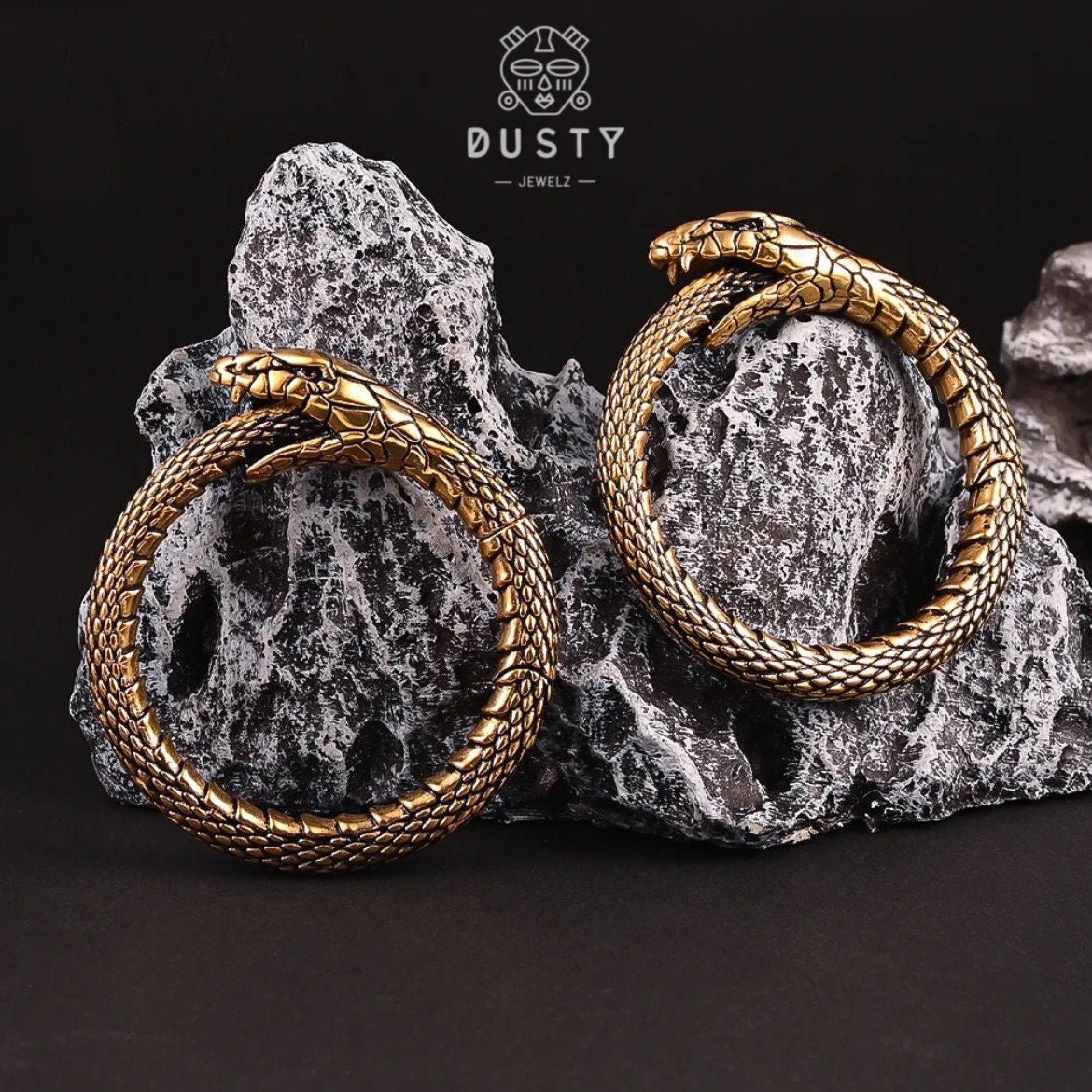 Uroboros Snake Hoop Ear Weights | Lobe Hoops - DustyJewelz
