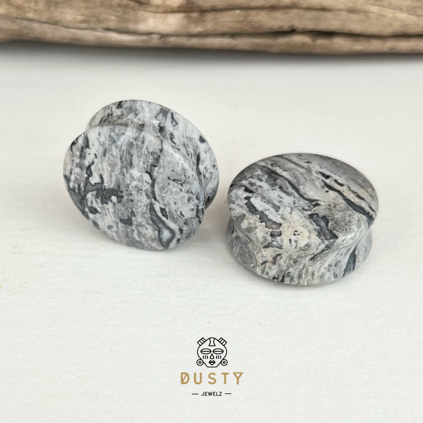Wave Jasper Stone Plugs | Double Flare - DustyJewelz