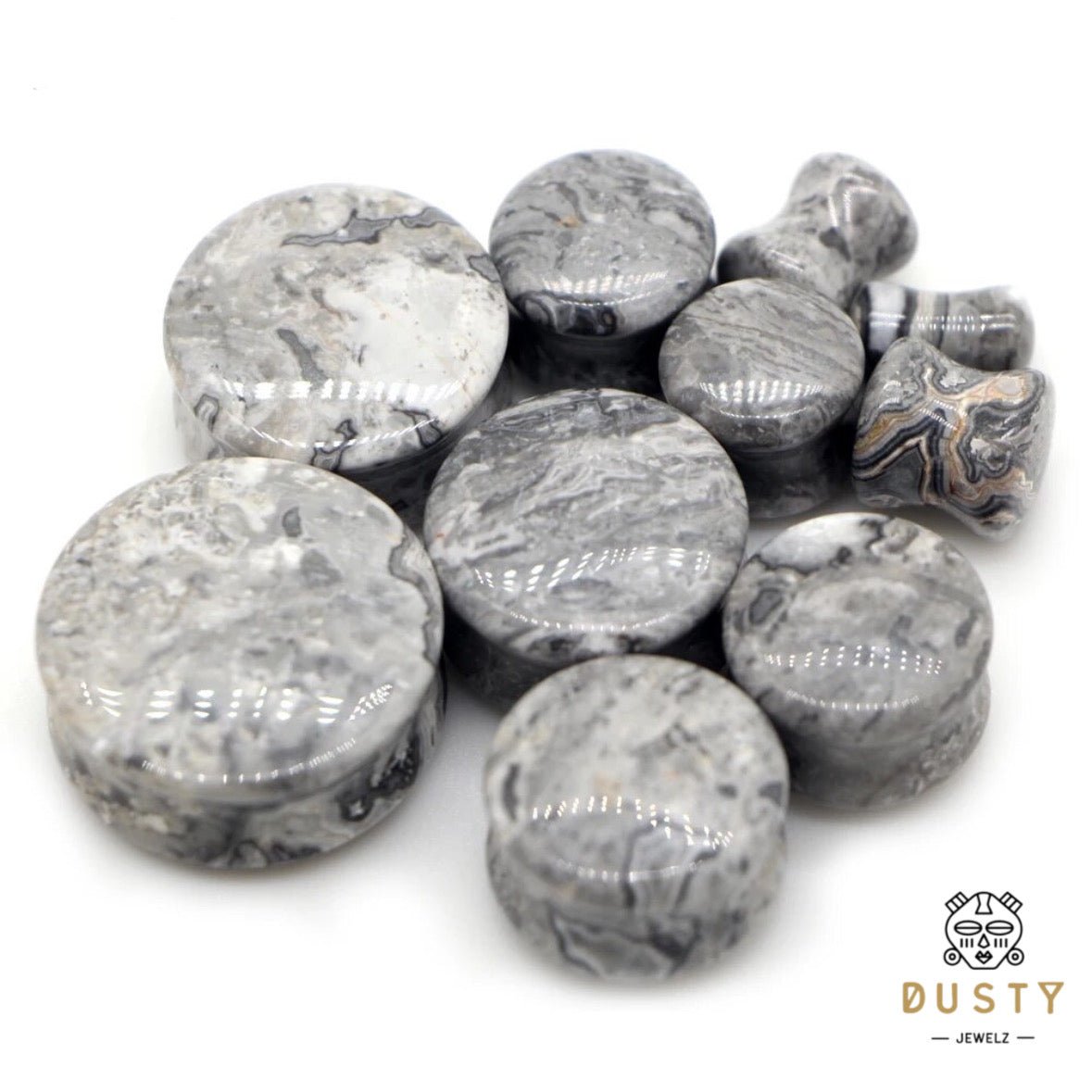 Wave Jasper Stone Plugs | Double Flare - DustyJewelz