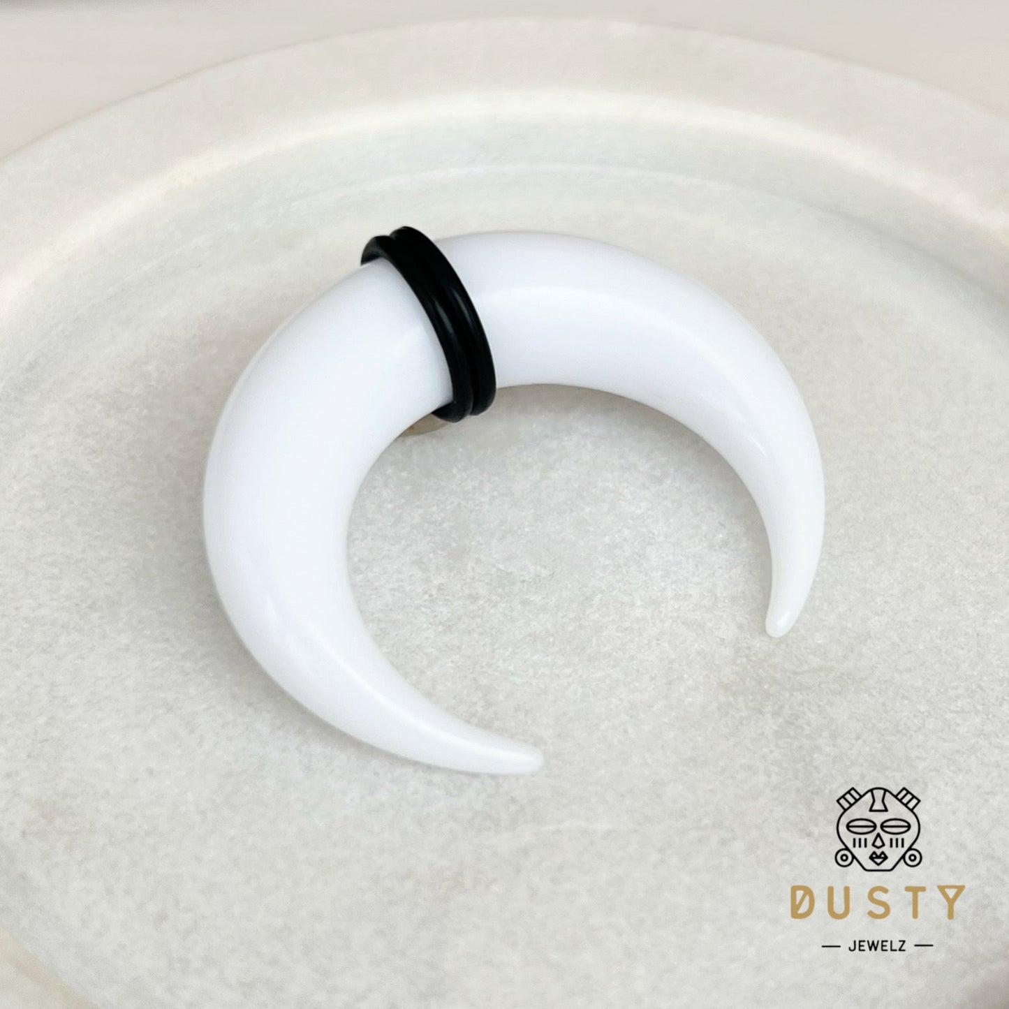 White Buffalo Horn Septum Pincher | Acrylic Crescent Tapers - DustyJewelz